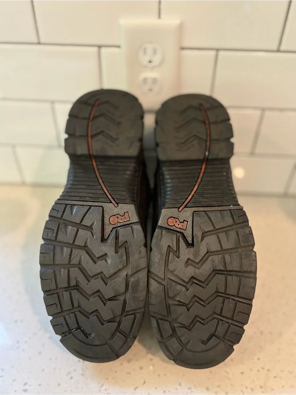 Timberland PRO Brown and Black Work Boots with Orange Accents